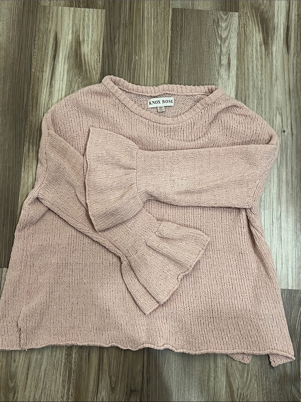 Knox Rose Blush Pink Ruffled Sleeve Knit Top